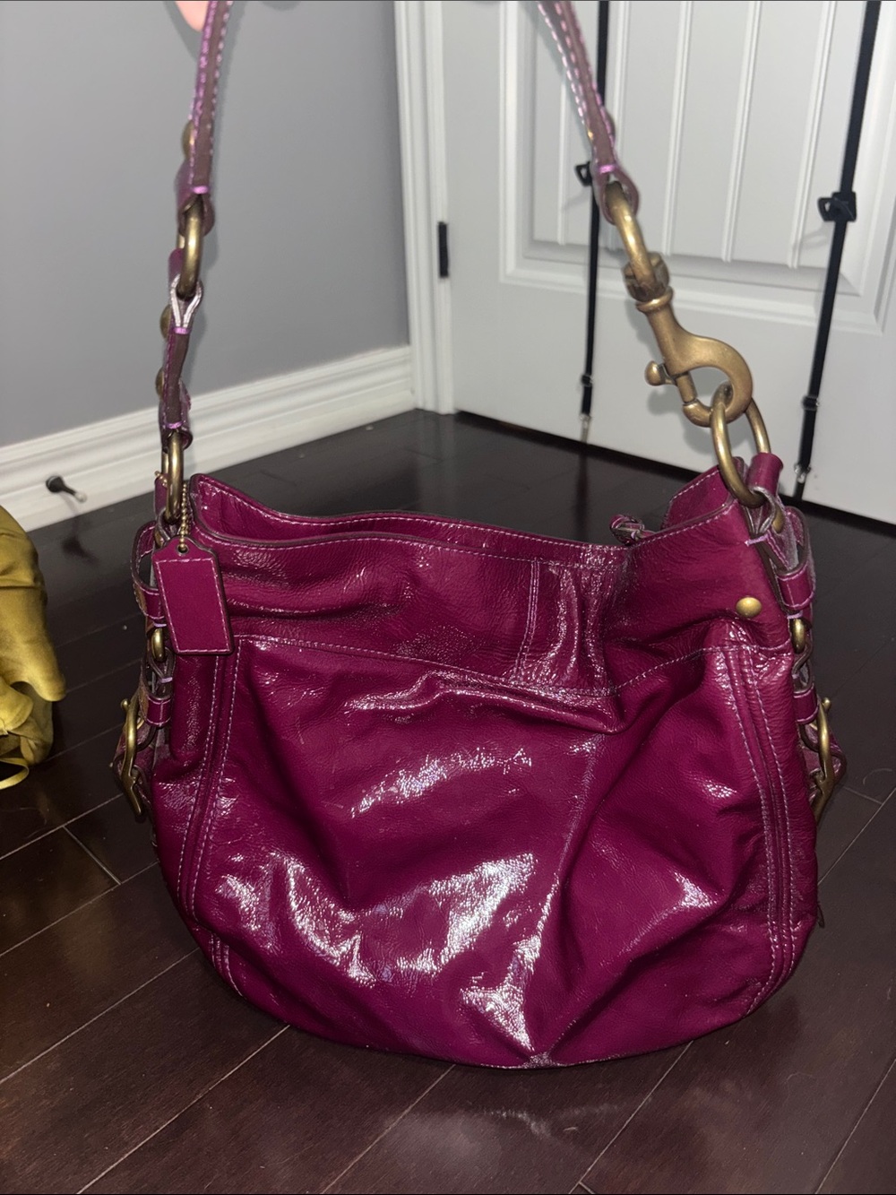 Coach Zoe Plum Patent Leather Hobo Bag (Large size)
